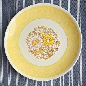 Vintage  Taylor Smith & Taylor Nosegay 12.25" Plate Round Yellow Floral MCM